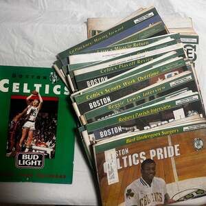 Collection of Vintage Boston Celtics Weekly Magazines & 1989 Bud Light Calendar